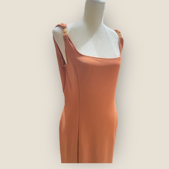 Expo nite bodycon scuba dress  12 💯 USA Made back zipper/slit/gold nugget - Picture 2 of 8